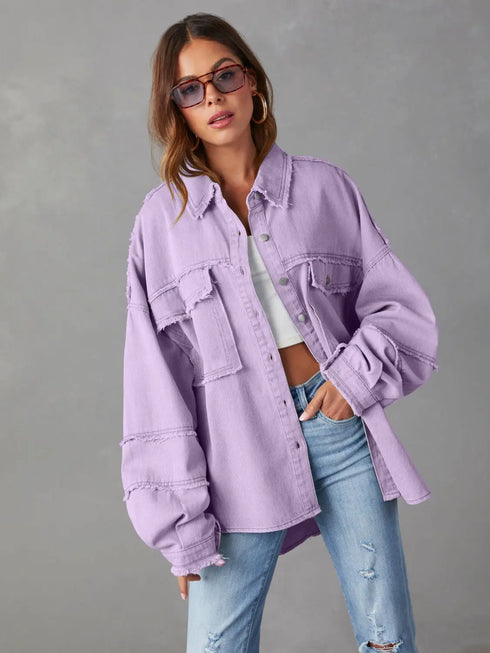'Andrea' Lightweight Long Sleeve Denim Jacket - Celes Fashion